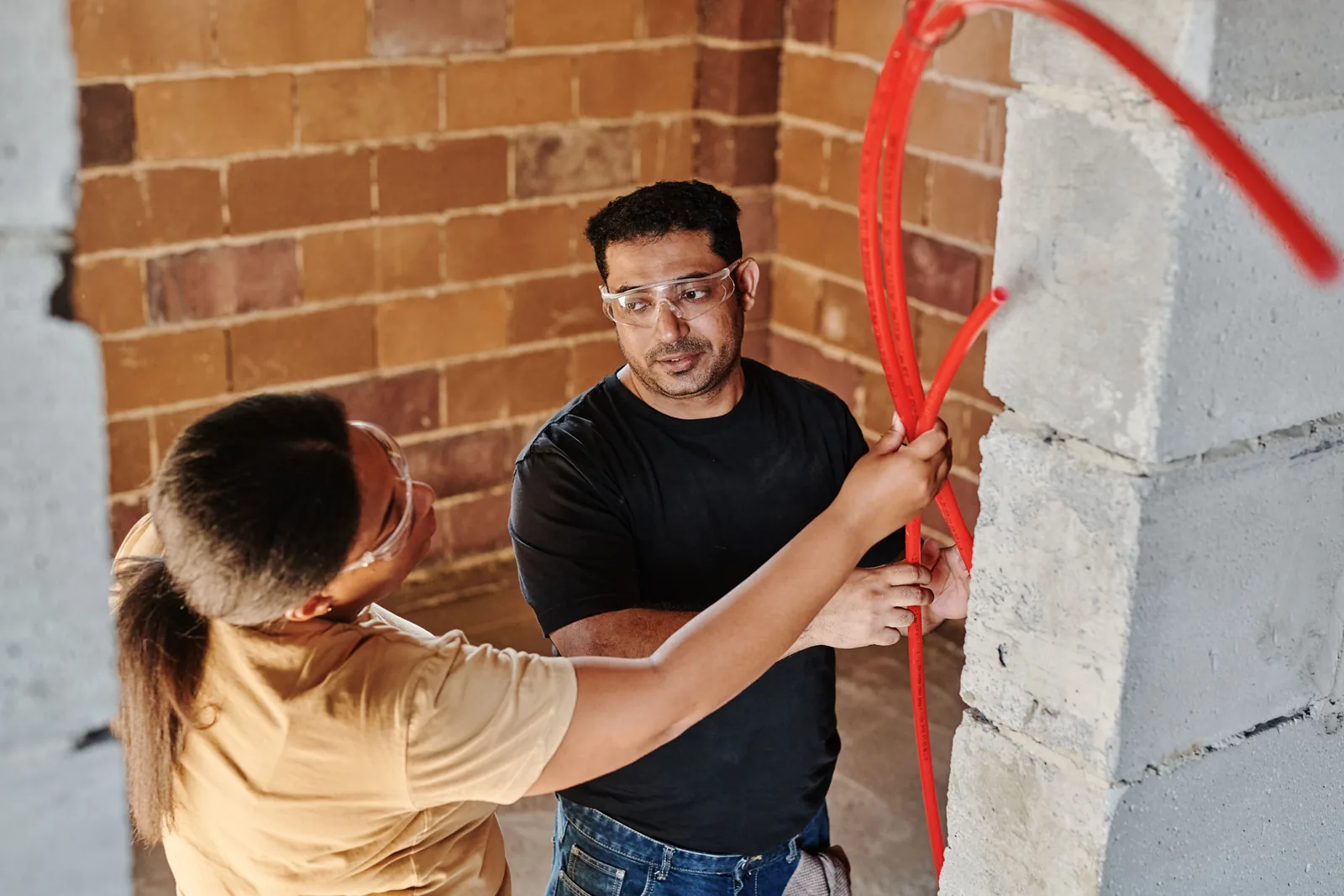 Running conduit across a block wall, for ev rebate in Cincinnati